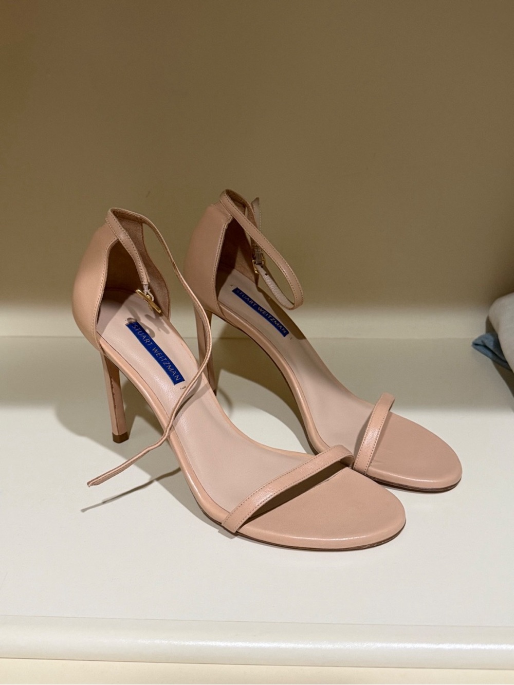 Stuart Weitzman Nudistsong Leather Ankle-Wrap Sandals